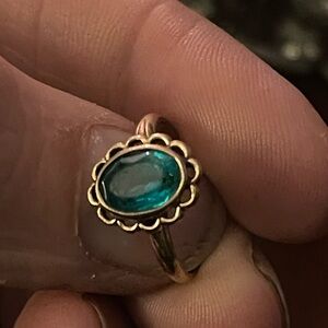 Elegant 10k Yellow Gold and Teal Ring